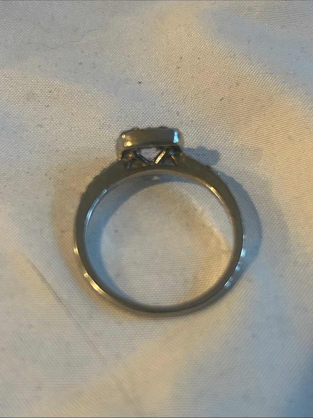 Silver Tone Halo Engagement Ring with Clear Center Stone - Picture 4 of 5